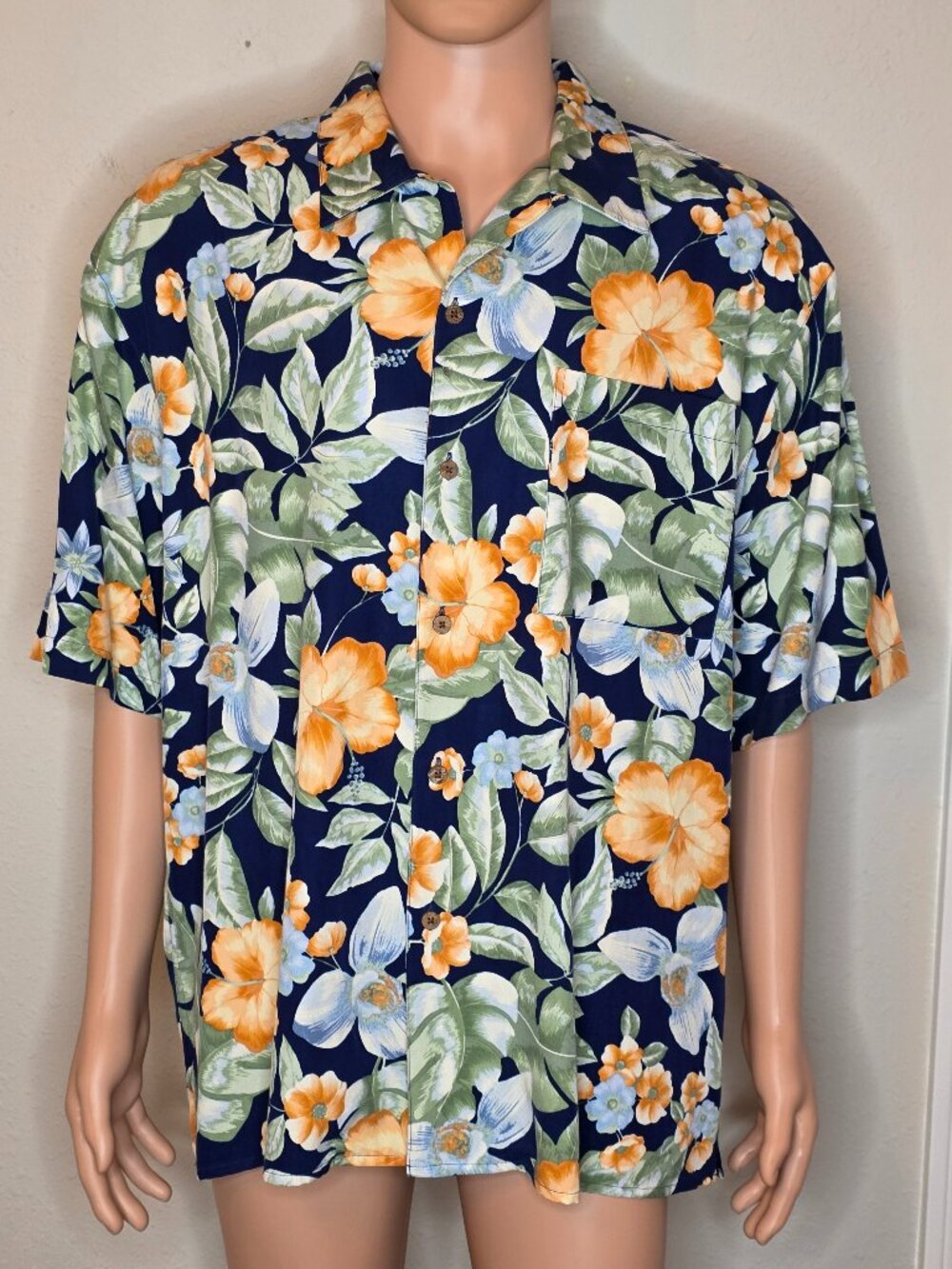 Pusser's Floral Short Sleeve Button-down Men's Shirt, Size Large